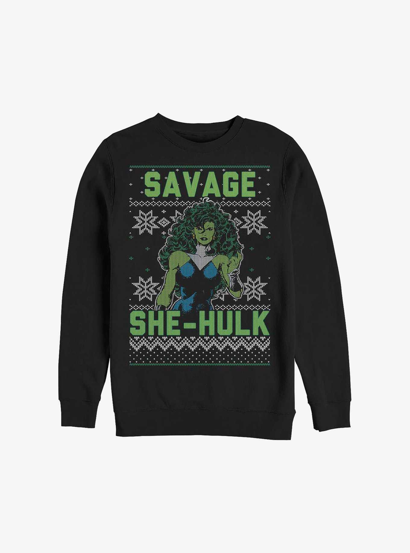 Marvel Hulk She Hulk Christmas Pattern Sweatshirt, , hi-res
