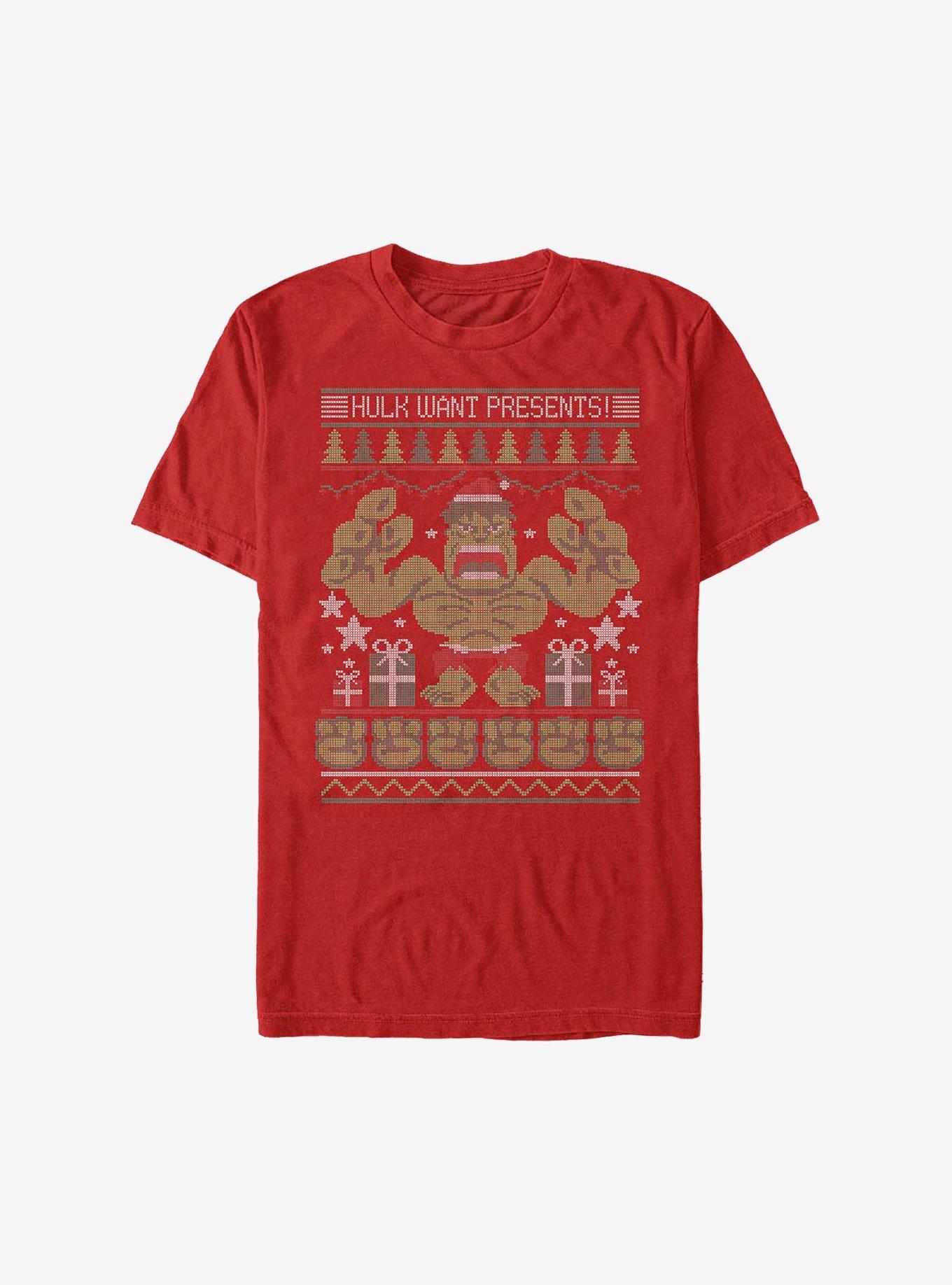 Marvel Hulk Want Presents Holiday T-Shirt, RED, hi-res