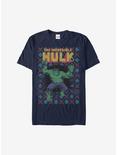 Marvel Hulk Smash Christmas Pattern Sweater T-Shirt, NAVY, hi-res
