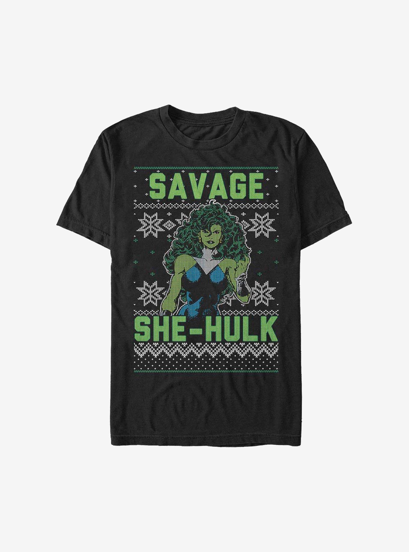 Marvel She Hulk Christmas Pattern Sweater T-Shirt, BLACK, hi-res