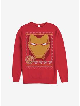 Marvel Iron Man Face Christmas Pattern Sweatshirt, RED, hi-res