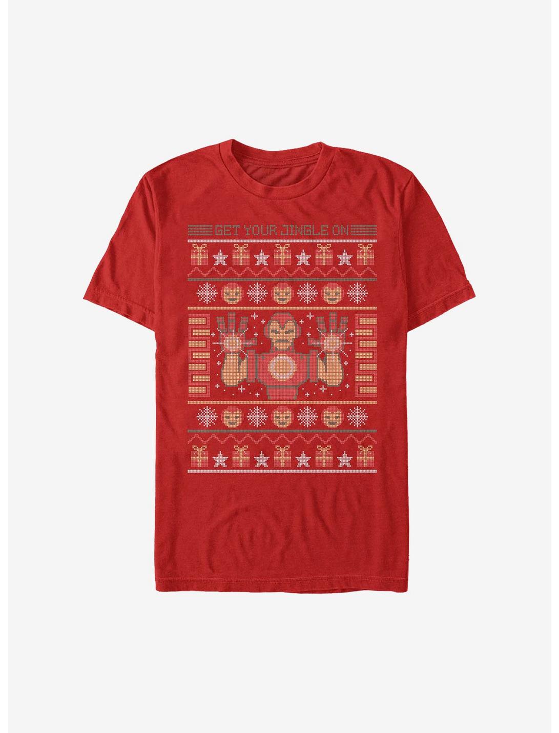 Marvel Iron Man Christmas Pattern T-Shirt, RED, hi-res