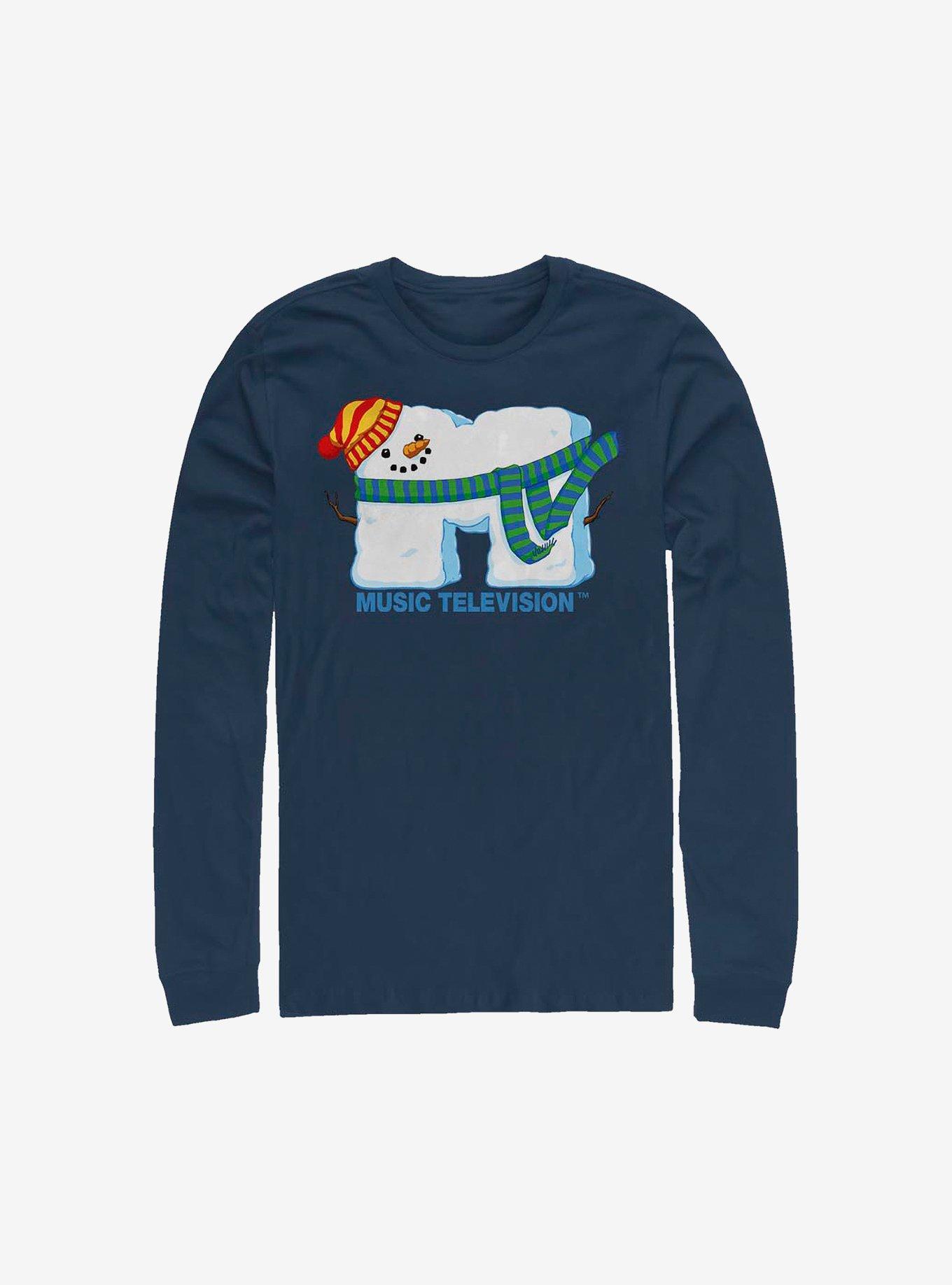 MTV Snowman Logo Long-Sleeve T-Shirt, NAVY, hi-res