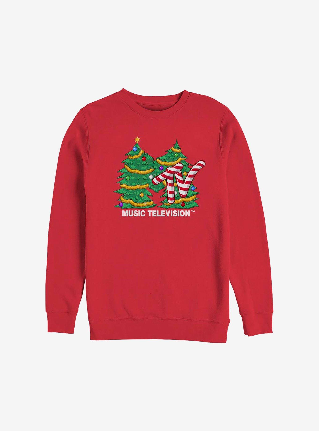 MTV Christmas Tree Logo Sweatshirt - RED | Hot Topic