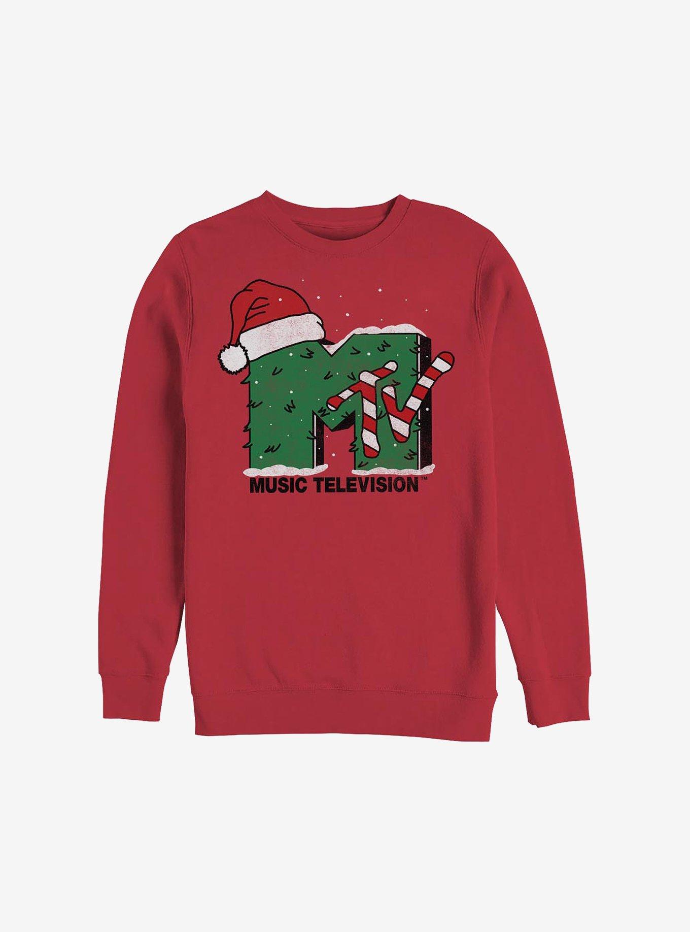 MTV Holiday Logo Sweatshirt, RED, hi-res