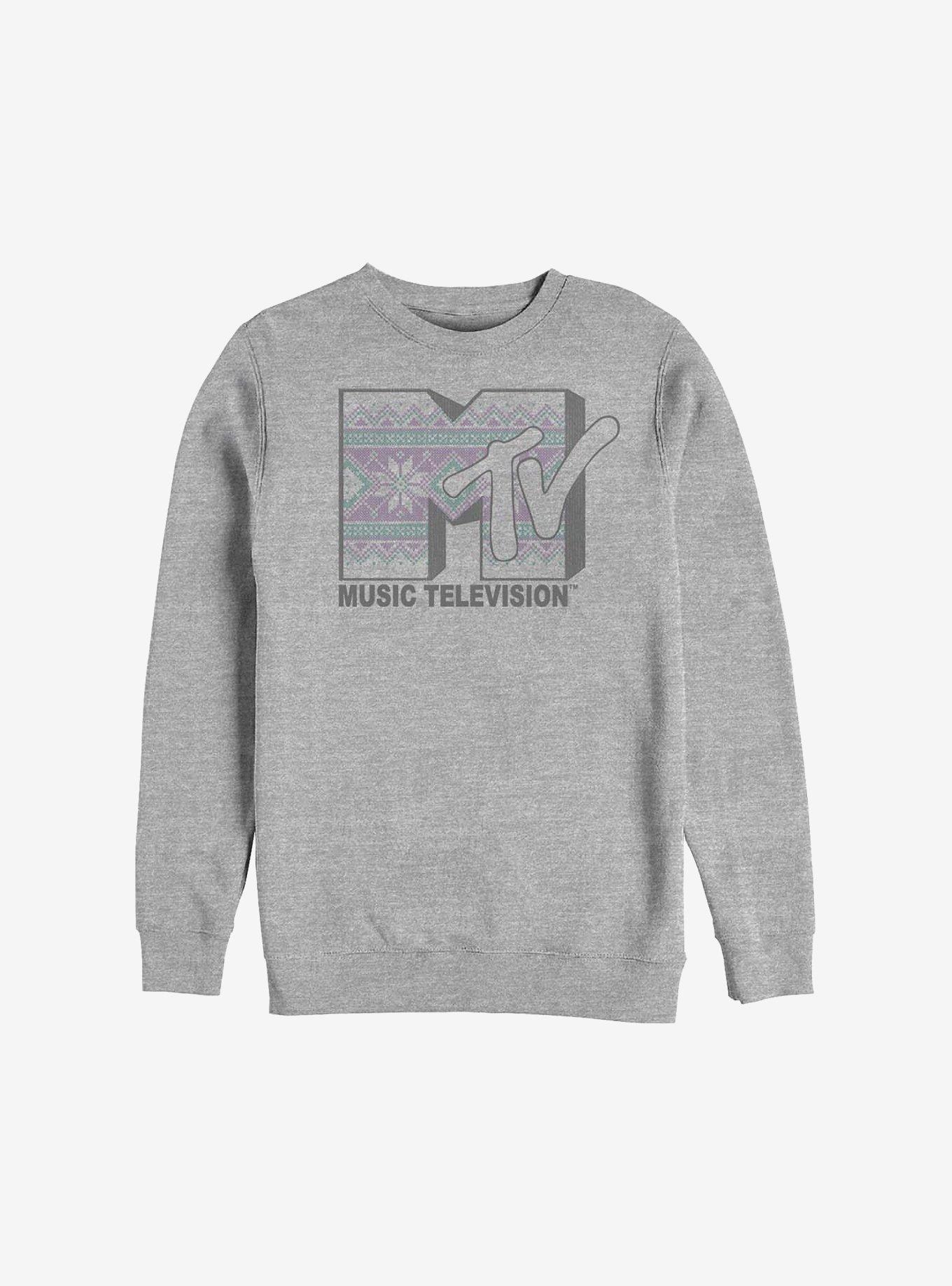 MTV Christmas Pattern Logo Sweatshirt, ATH HTR, hi-res