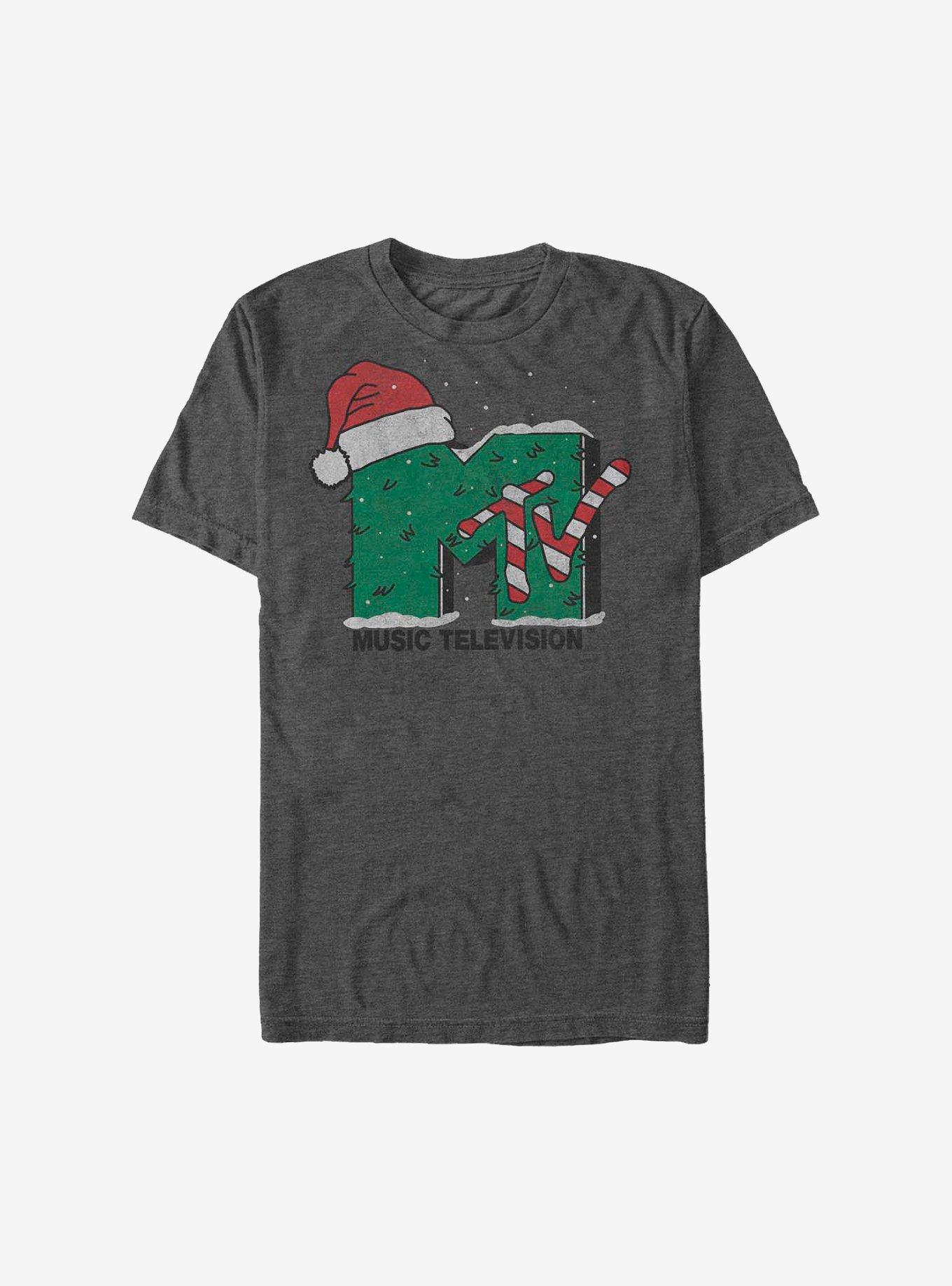 MTV Holiday Logo T-Shirt, CHAR HTR, hi-res