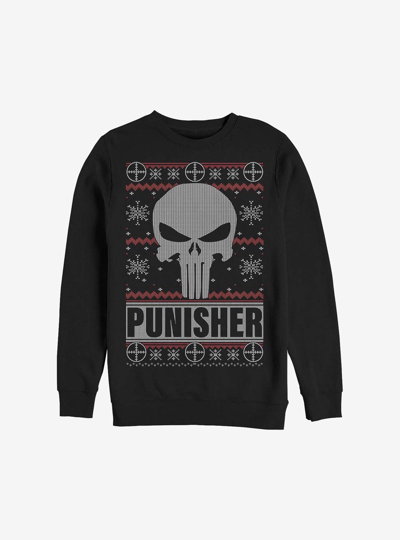 Marvel Punisher Christmas Pattern Sweatshirt, BLACK, hi-res