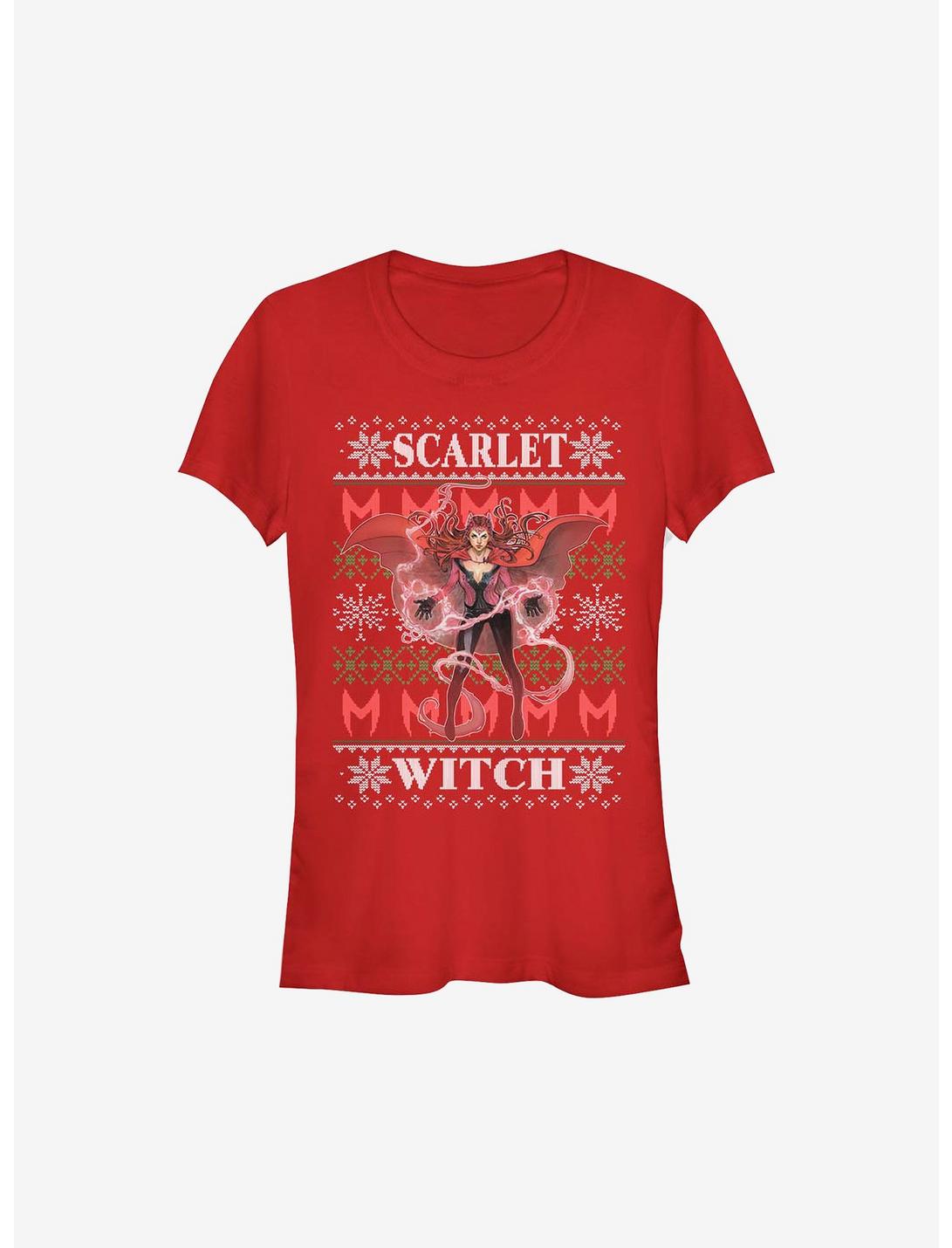 Marvel Scarlet Witch Ugly Christmas Sweater Girls T-Shirt, RED, hi-res