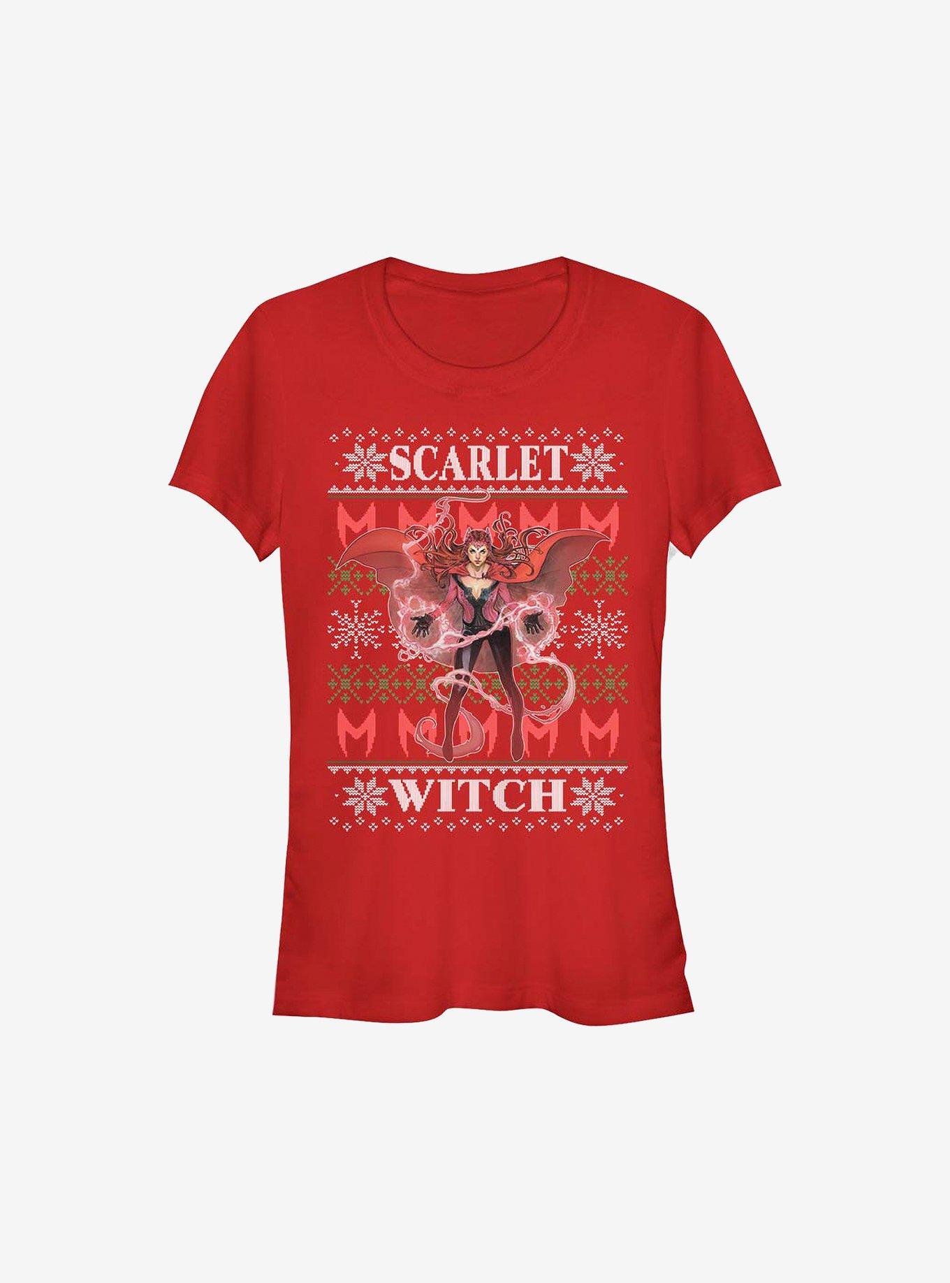 Marvel Scarlet Witch Ugly Christmas Sweater Girls T-Shirt, RED, hi-res