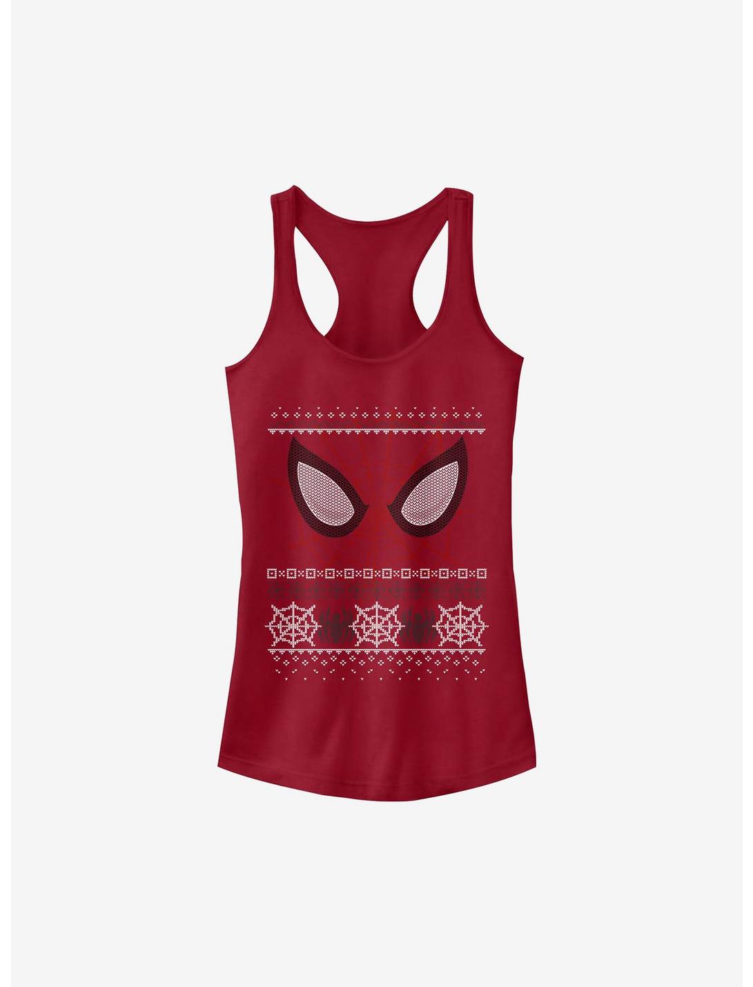 Marvel Spider-Man Christmas Sweater Eyes Girls Tank, SCARLET, hi-res