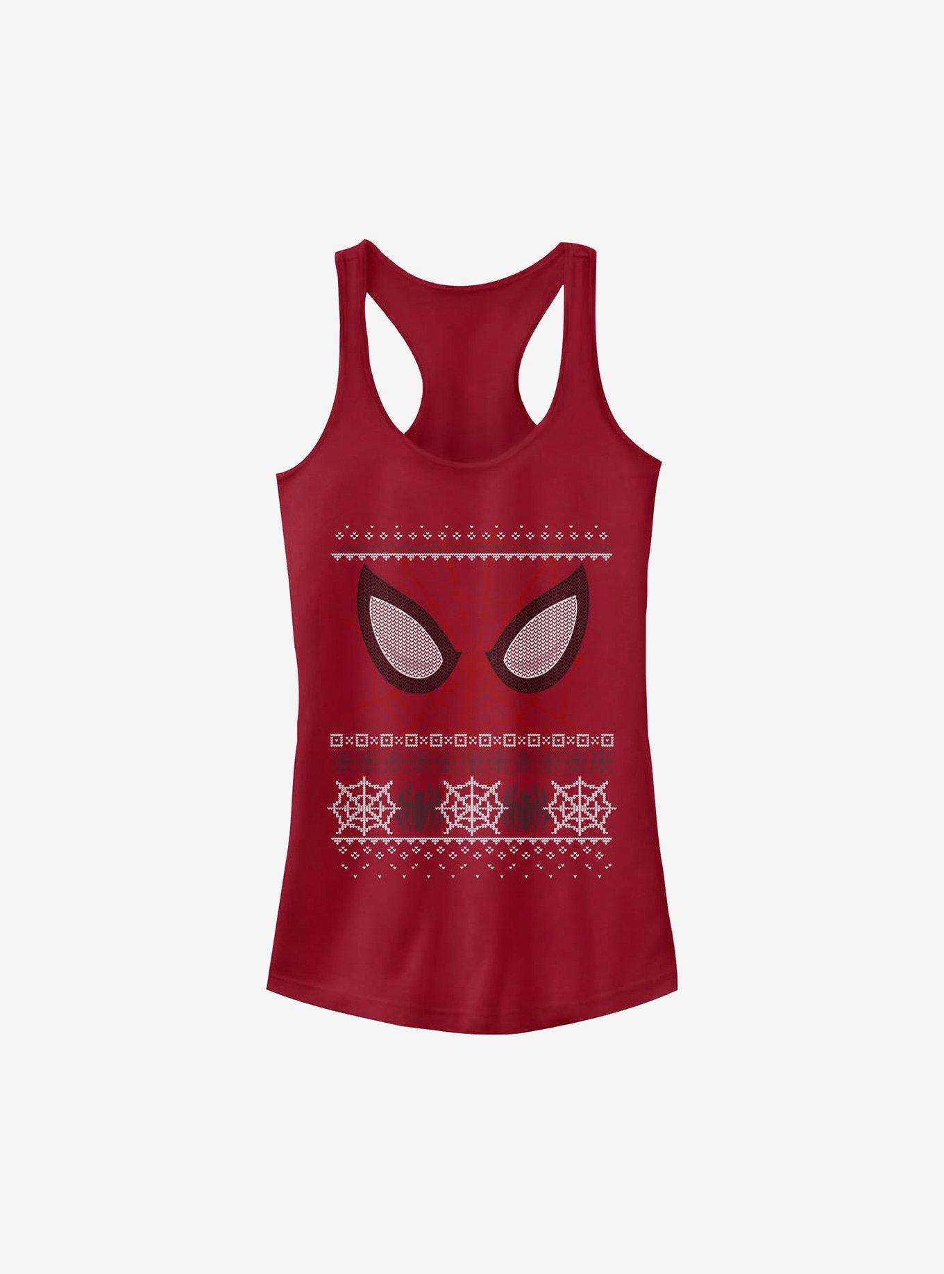Marvel Spider-Man Christmas Sweater Eyes Girls Tank, SCARLET, hi-res