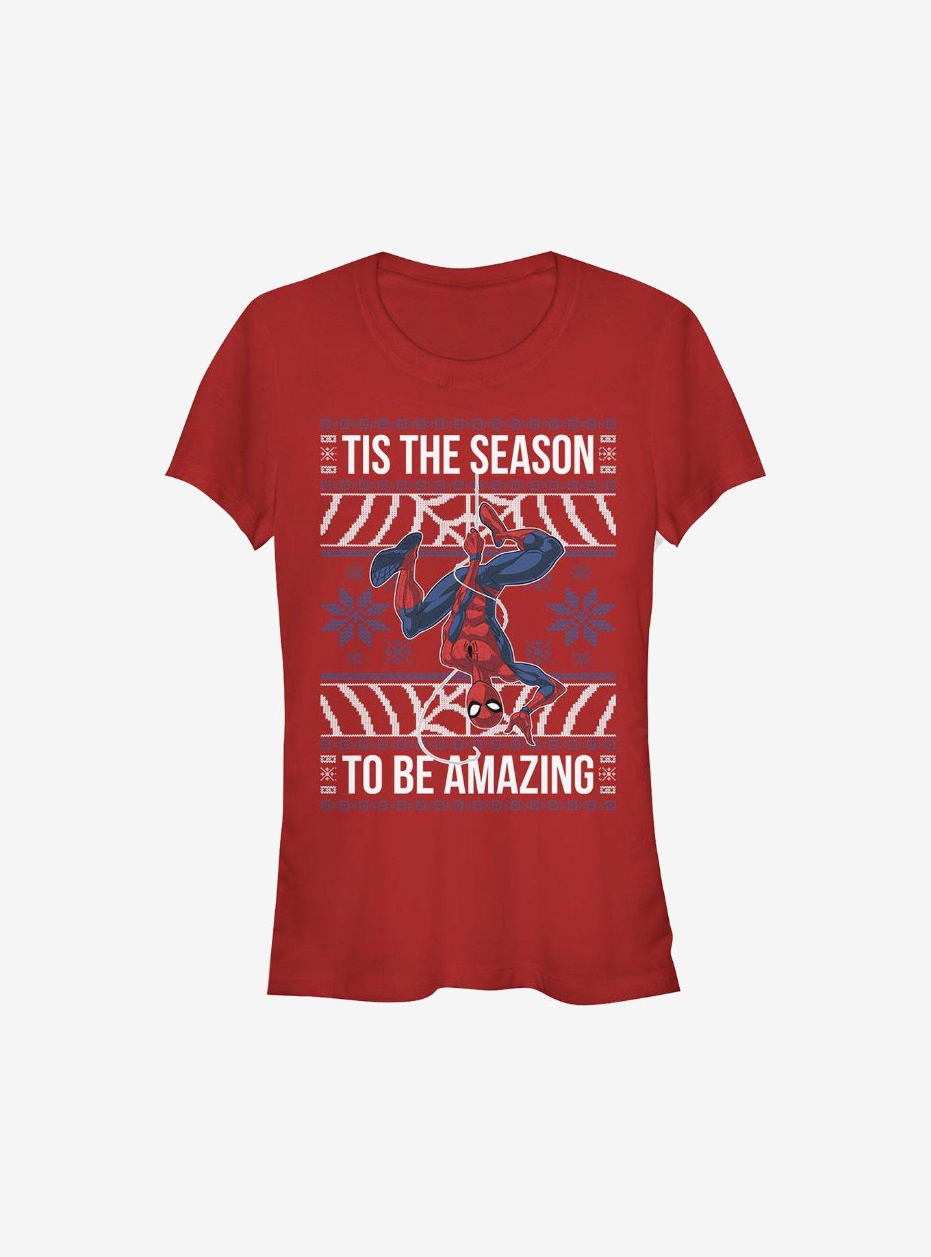 Marvel Spider-Man Amazing Spider-Man Ugly Christmas Sweater Girls T-Shirt