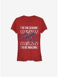 Marvel Spider-Man Amazing Spider-Man Ugly Christmas Sweater Girls T-Shirt, RED, hi-res