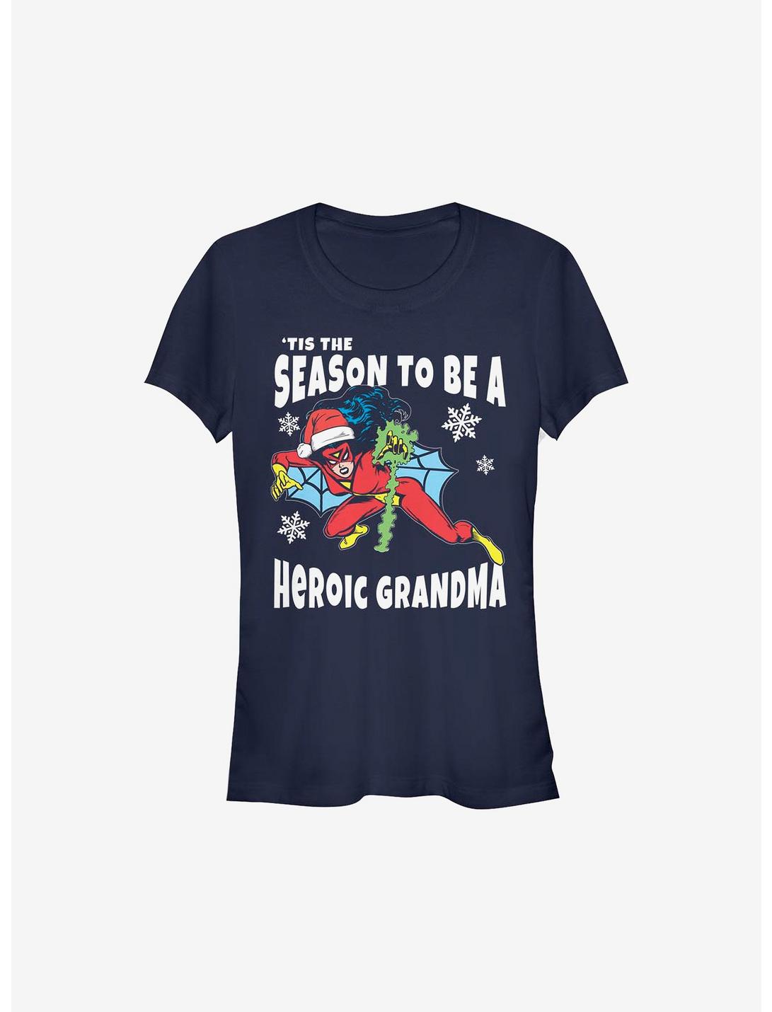 Marvel Spider-Man Heroic Grandma Holiday Girls T-Shirt, NAVY, hi-res