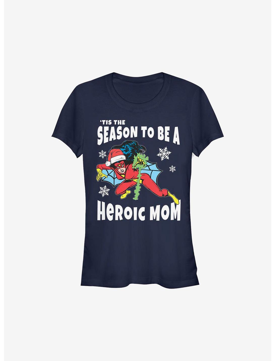 Marvel Spider-Man Heroic Mom Holiday Girls T-Shirt, NAVY, hi-res
