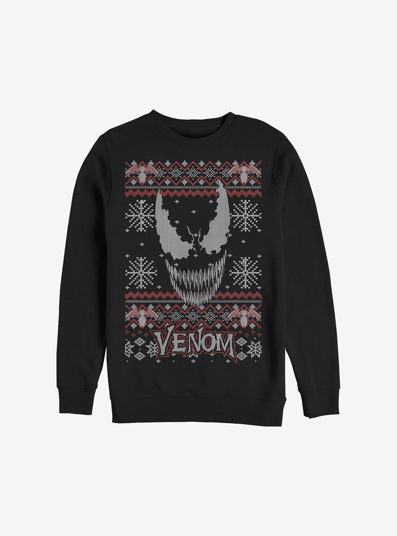 Marvel Venom Face Christmas Pattern Sweatshirt, BLACK, hi-res