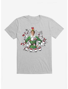 Elf Buddy With Icons T-Shirt, HEATHER GREY, hi-res