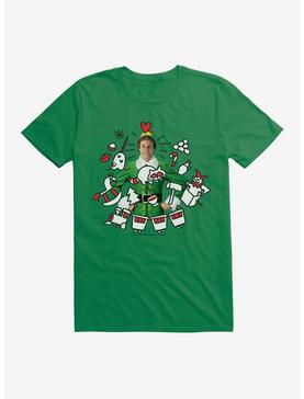Elf Buddy With Icons T-Shirt, KELLY GREEN, hi-res