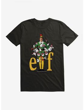 Elf Yellow Logo With Icons T-Shirt, BLACK, hi-res