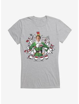 Elf Buddy With Icons Girls T-Shirt, HEATHER, hi-res