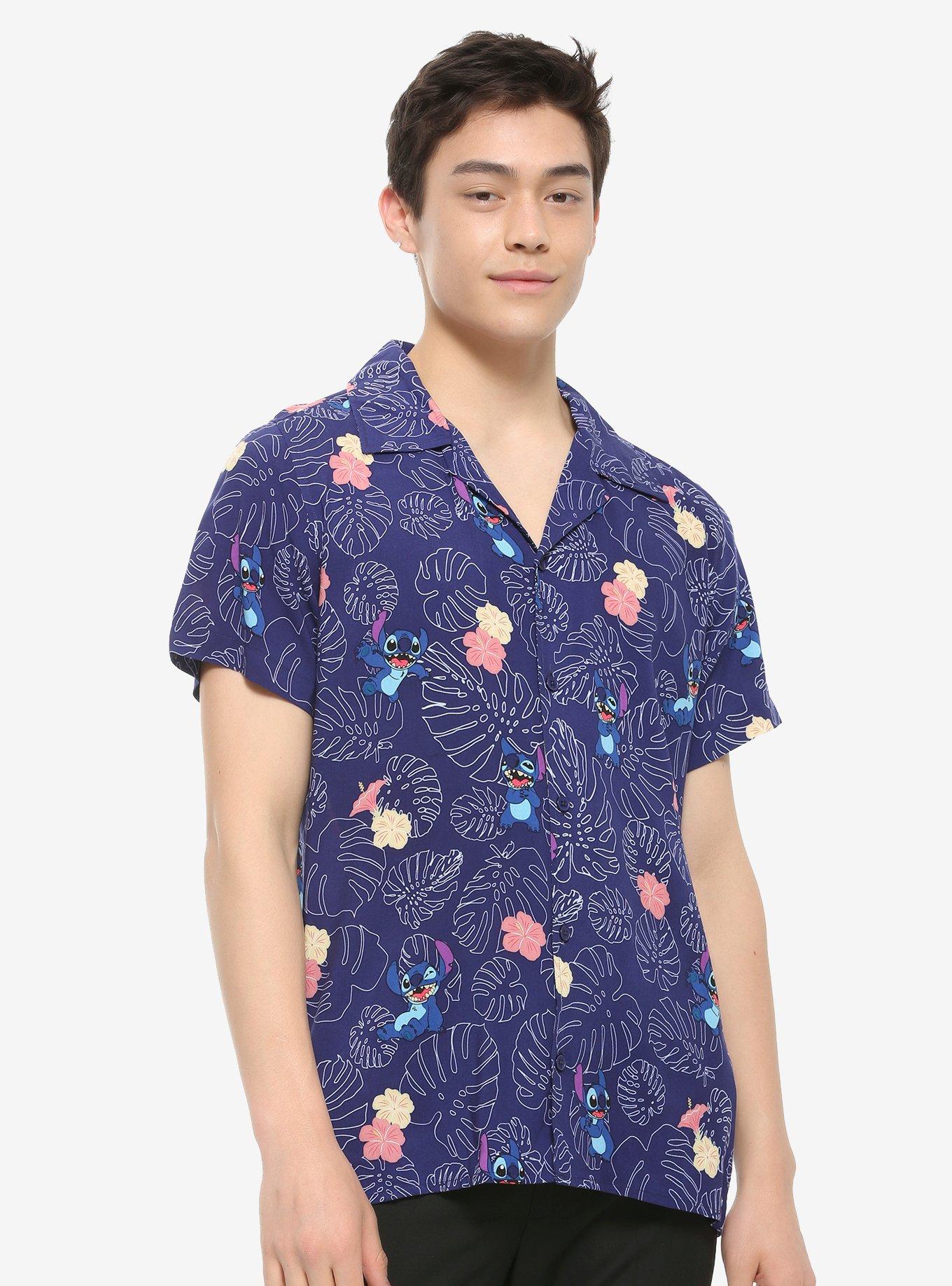 Disney Lilo & Stitch Leaves & Flowers Woven Button-Up | Hot Topic