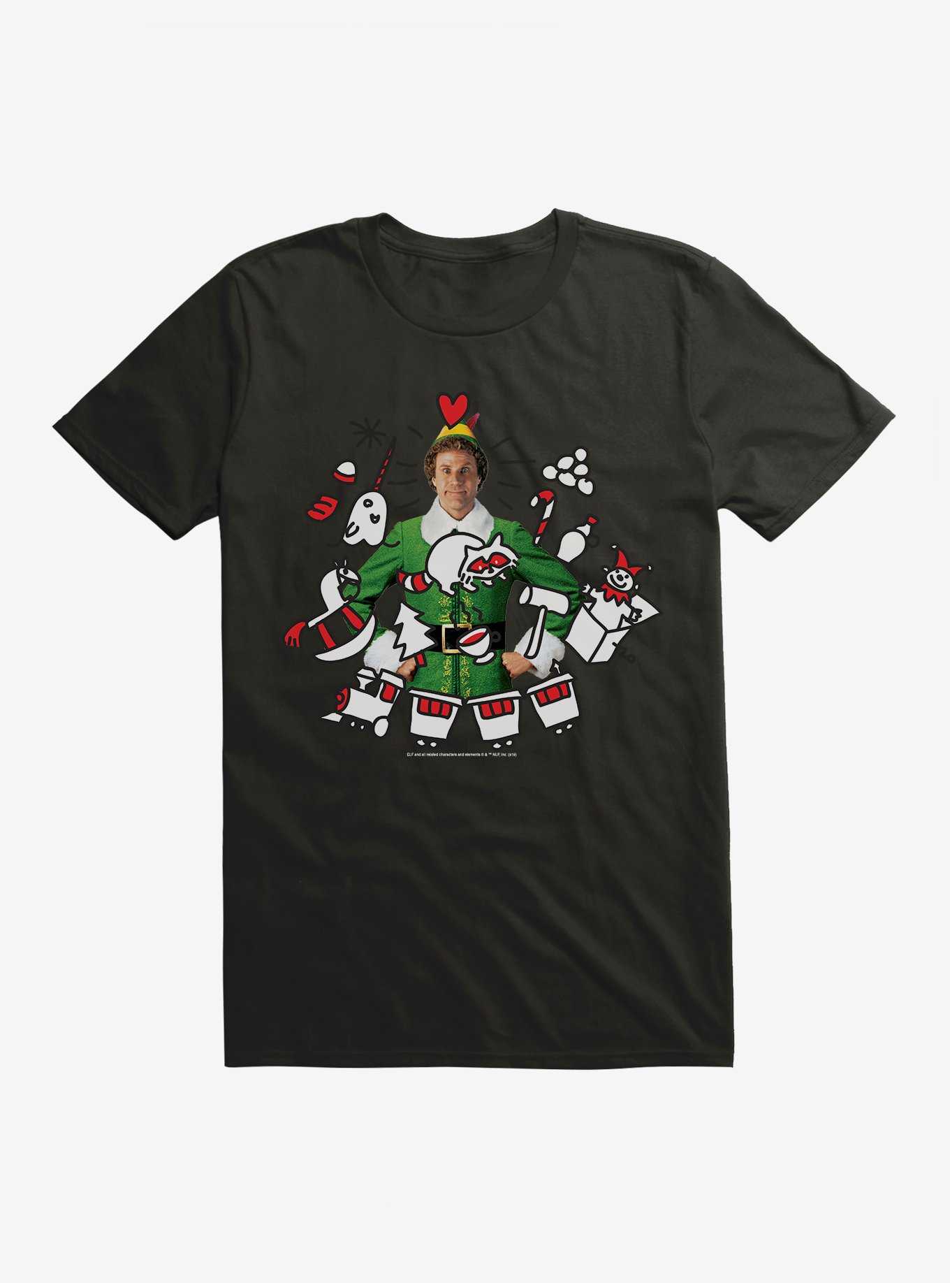 Elf Buddy With Icons T-Shirt, , hi-res