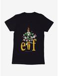 Elf Yellow Logo With Icons Womens T-Shirt, BLACK, hi-res