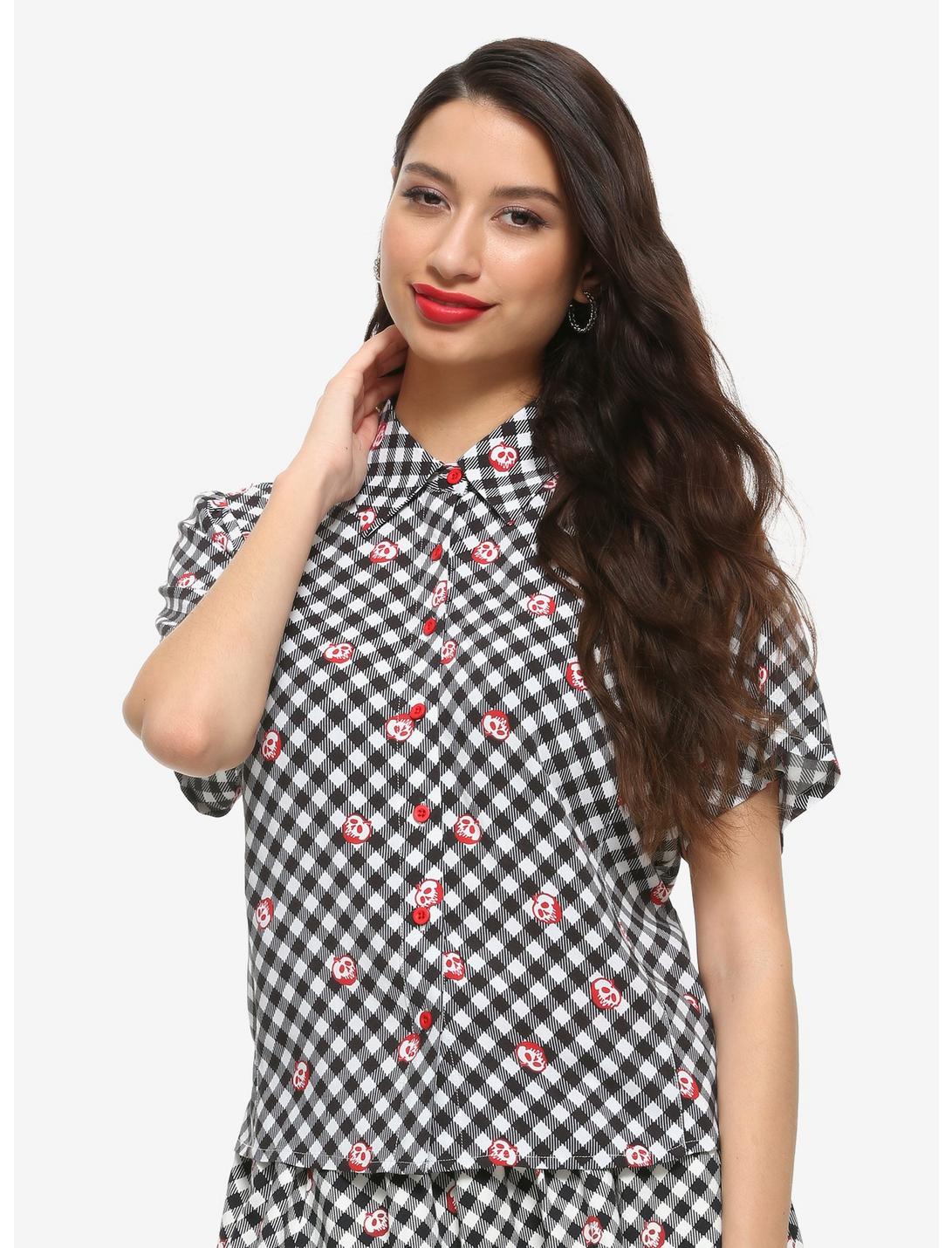 Her Universe Disney Snow White And The Seven Dwarfs Poison Apple Gingham Woven Button-Up, MULTI, hi-res