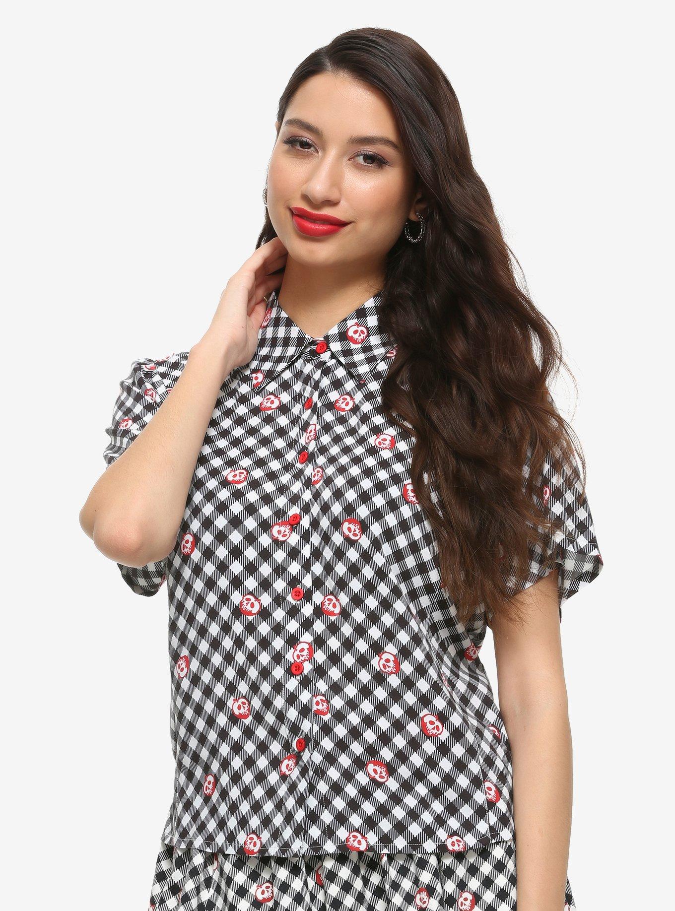 Her Universe Disney Snow White And The Seven Dwarfs Poison Apple Gingham Woven Button-Up, MULTI, hi-res