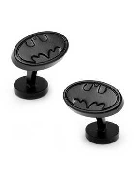 DC Comics Batman Logo Satin Black Cufflinks, , hi-res