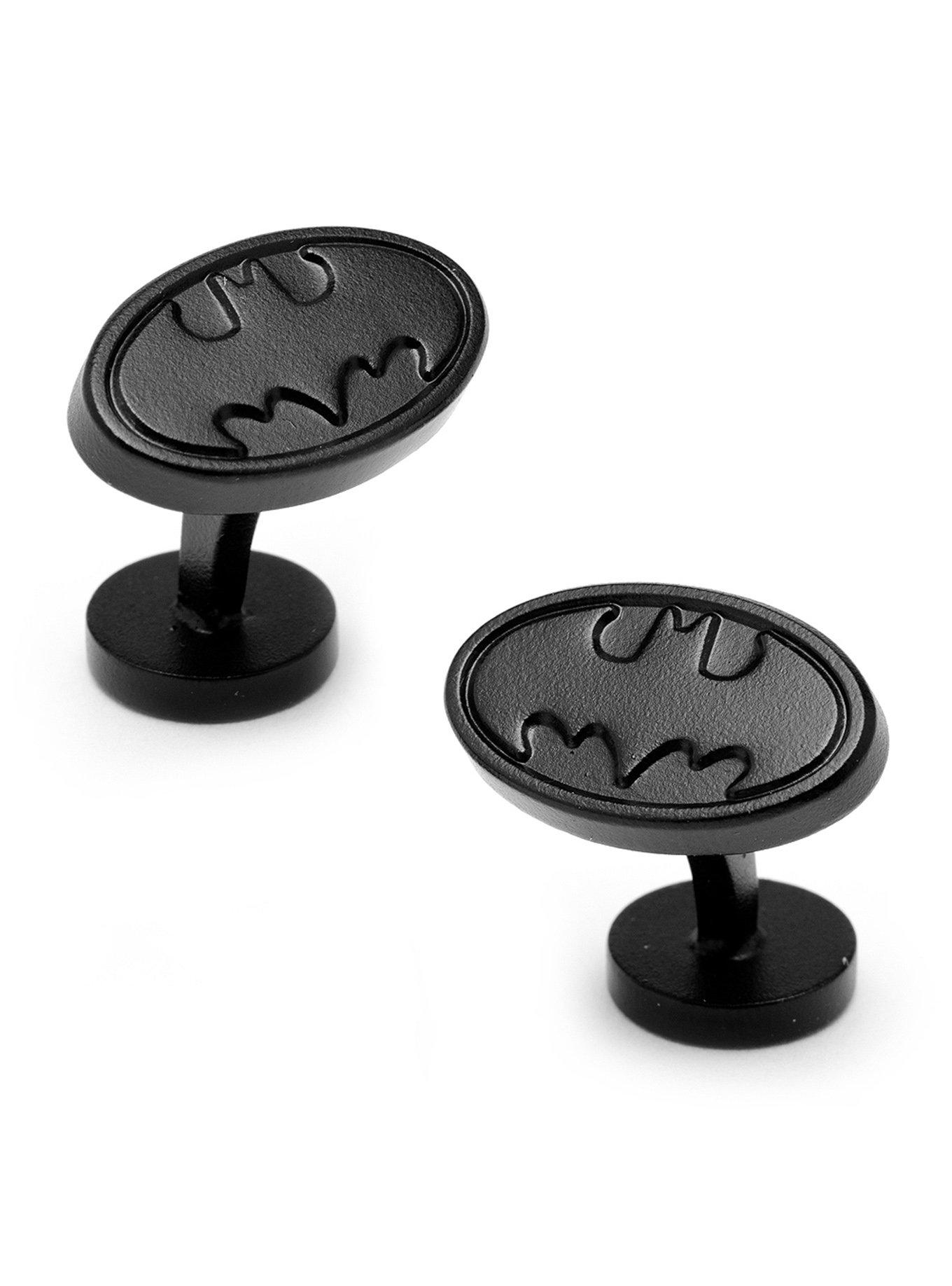 DC Comics Batman Logo Satin Black Cufflinks, , hi-res