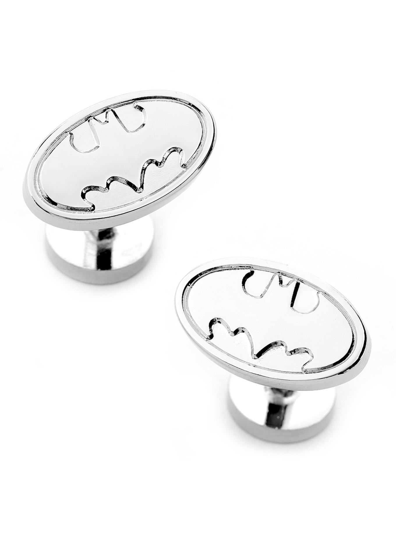 DC Comics Batman Logo Silver Cufflinks, , hi-res