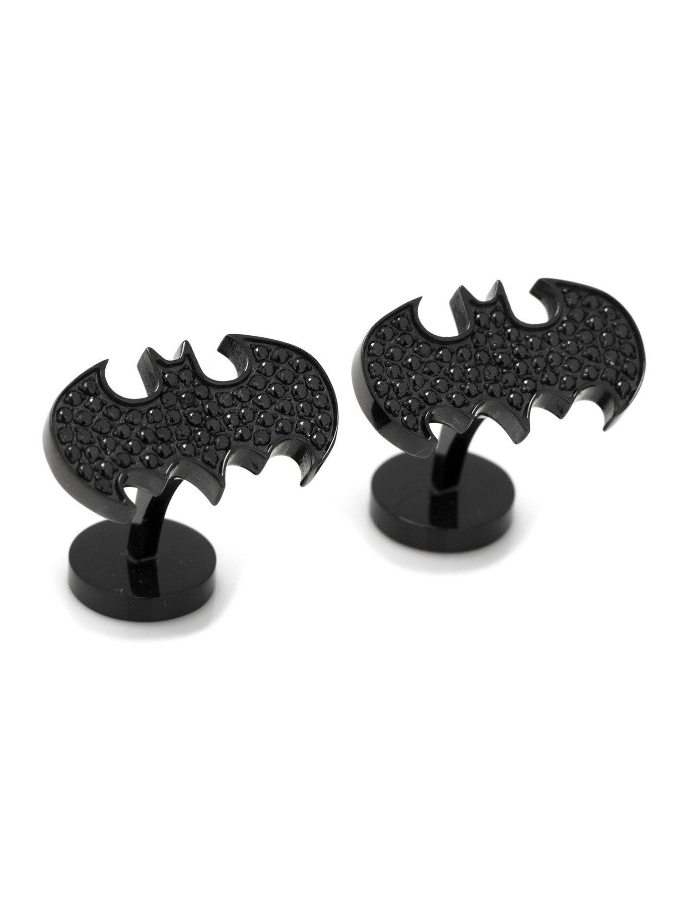 DC Comics Batman Stainless Steel Black Pave Crystal Cufflinks, , hi-res