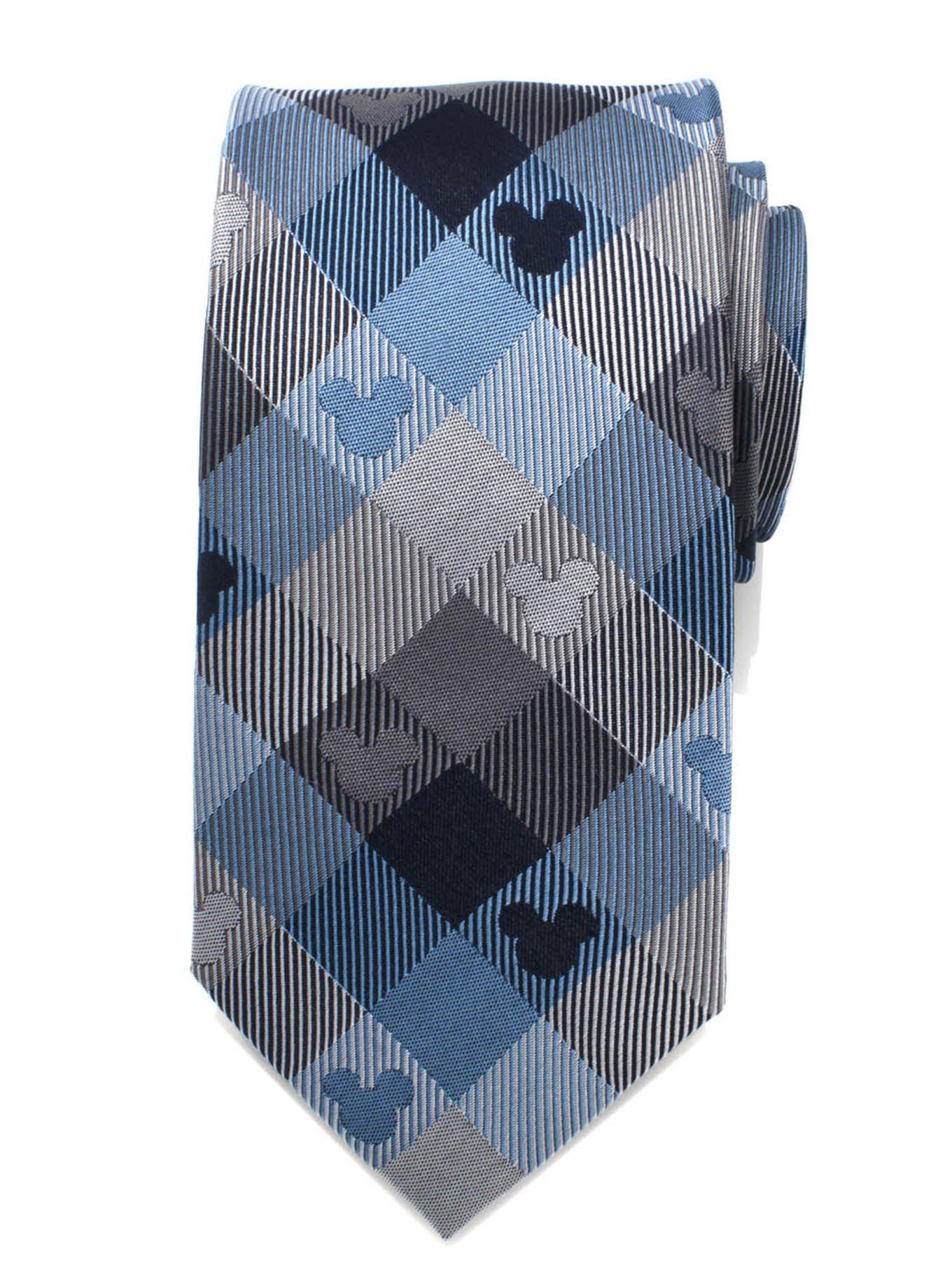 Disney Mickey Mouse Blue Plaid Mens Tie, , hi-res