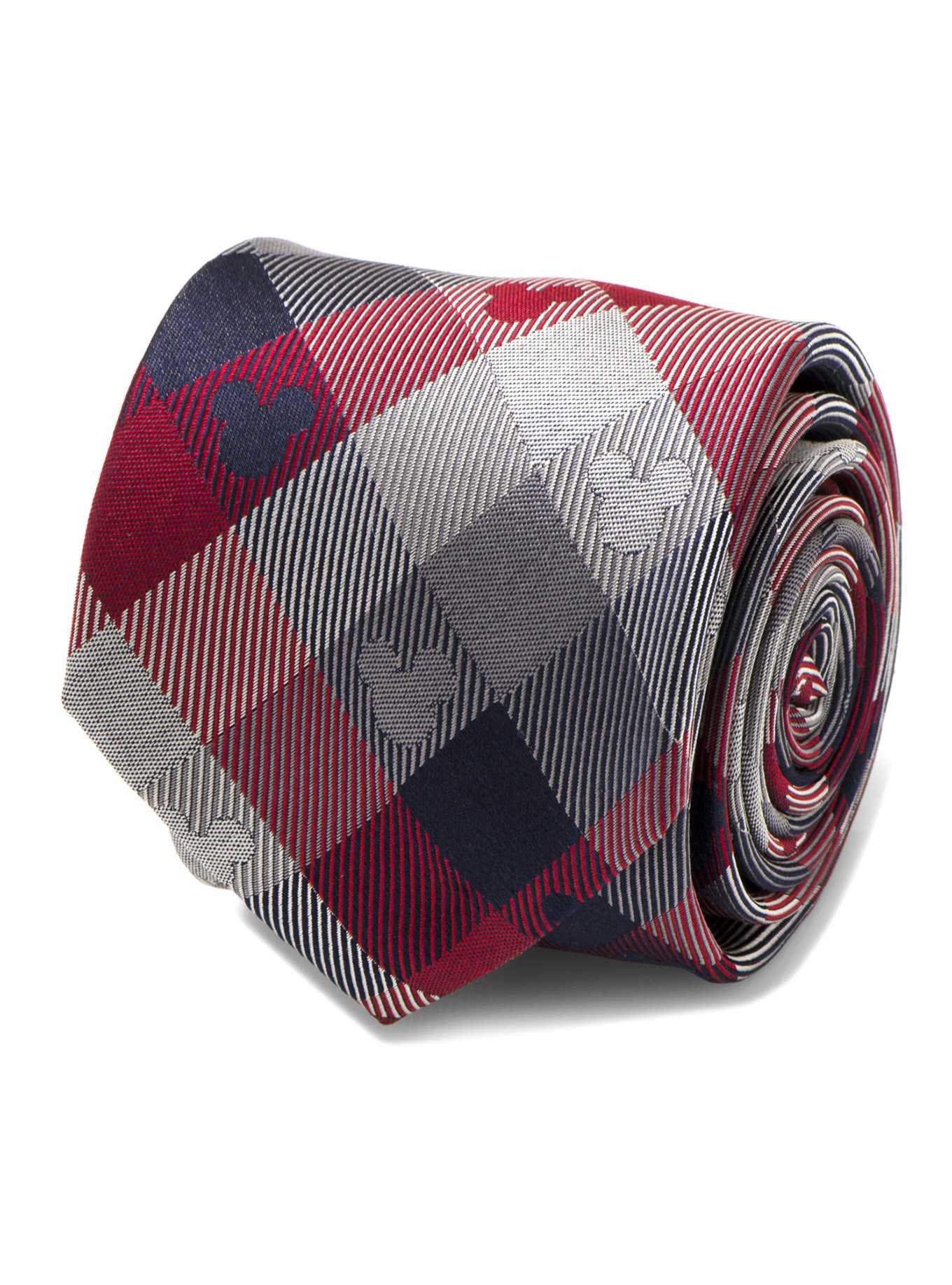 Disney Mickey Mouse Red and Blue Plaid Tie, , hi-res
