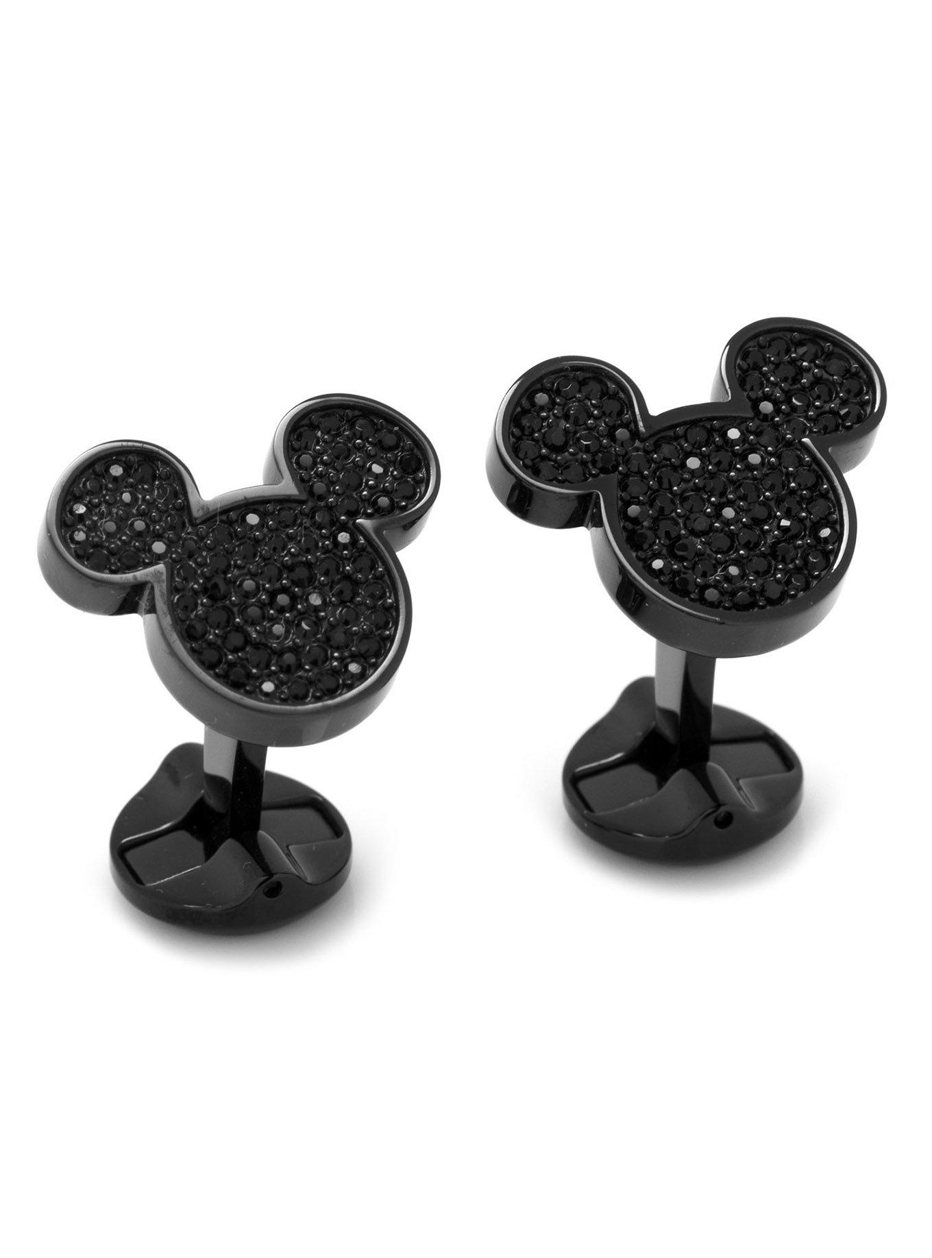 Disney Mickey Mouse Stainless Steel Black Pave Crystal Cufflinks, , hi-res