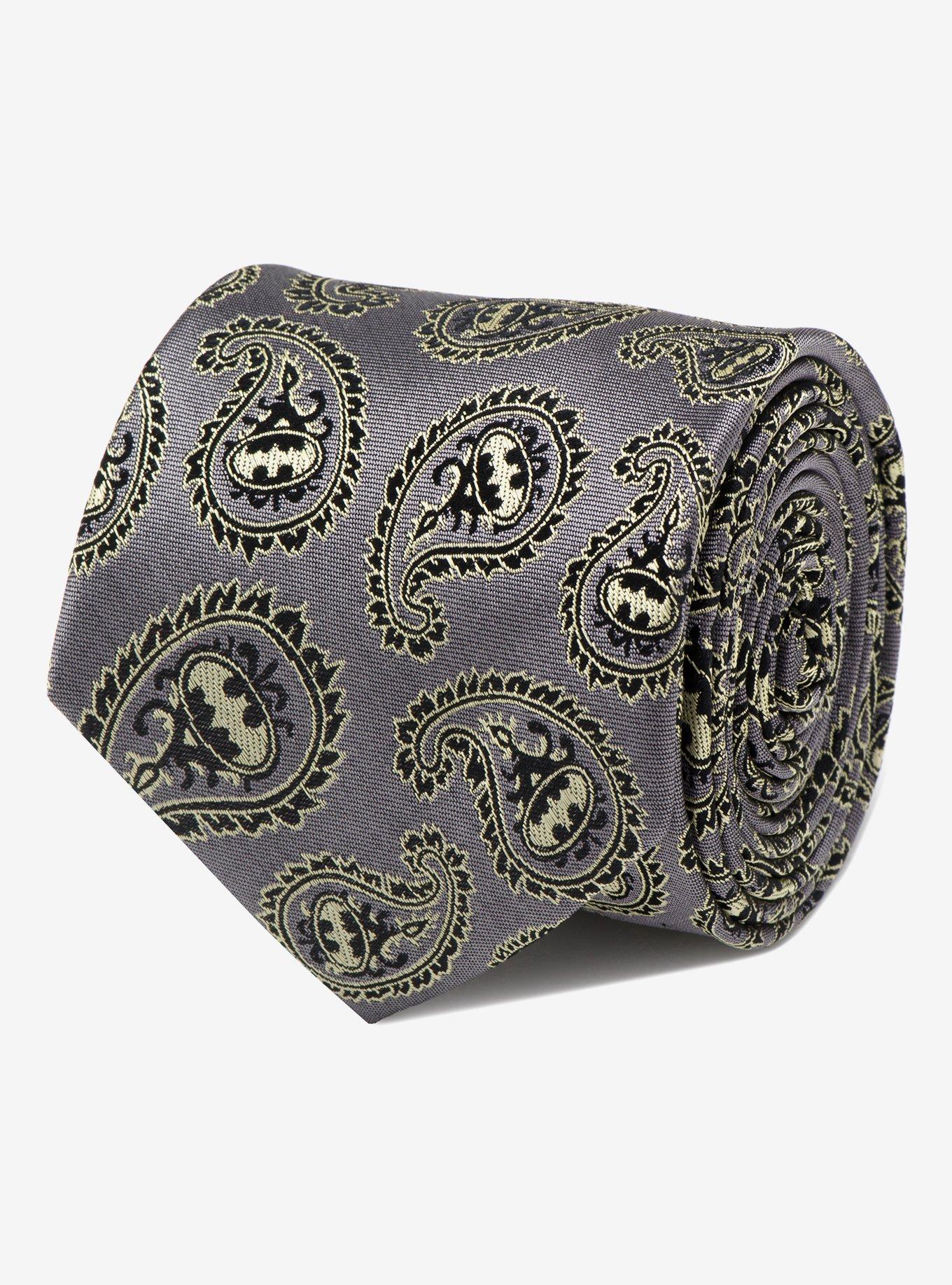 DC Comics Batman Gray and Yellow Paisley Tie, , hi-res