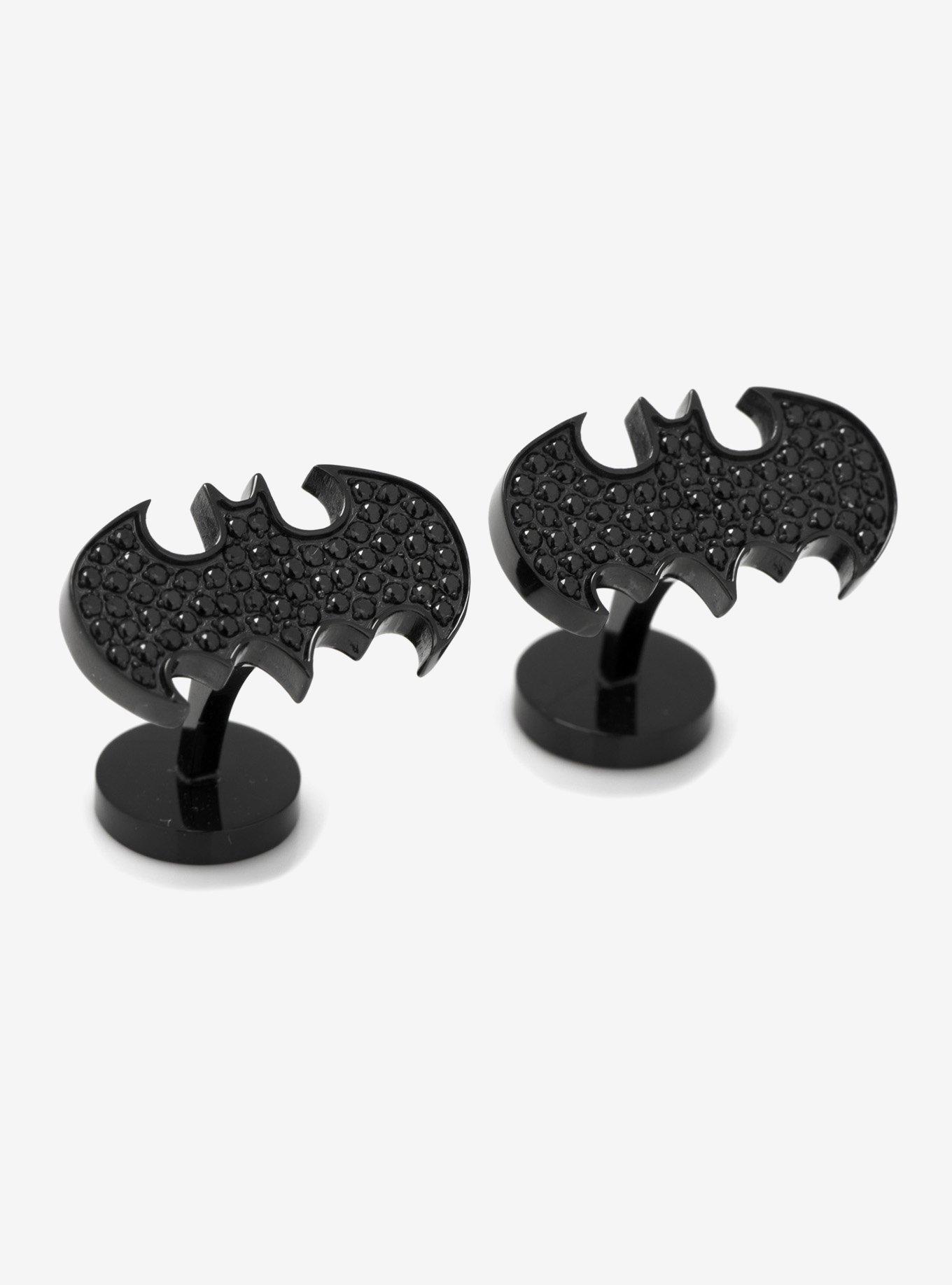 DC Comics Batman Stainless Steel Black Pave Crystal Cufflinks, , hi-res