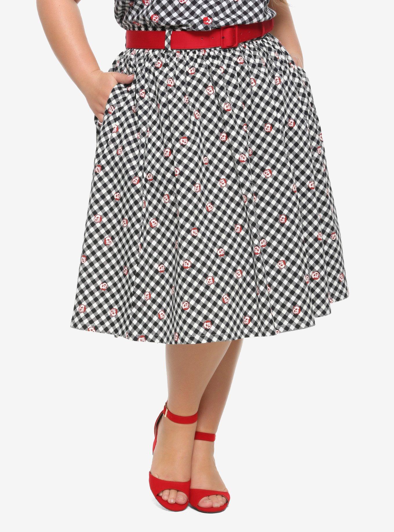 Her Universe Disney Snow White And The Seven Dwarfs Poison Apple Gingham Retro Skirt Plus Size, MULTI, hi-res