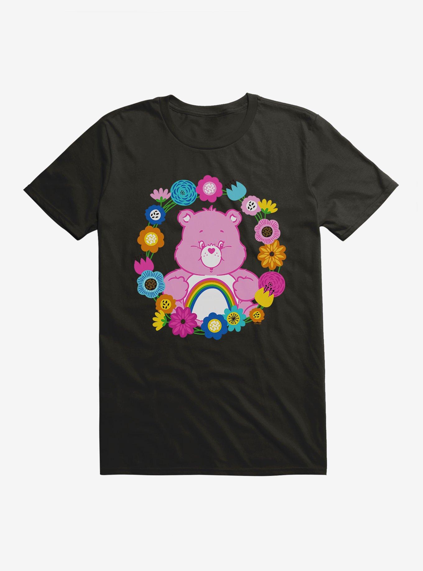 Care Bears Cheer Bear Floral T-Shirt, BLACK, hi-res