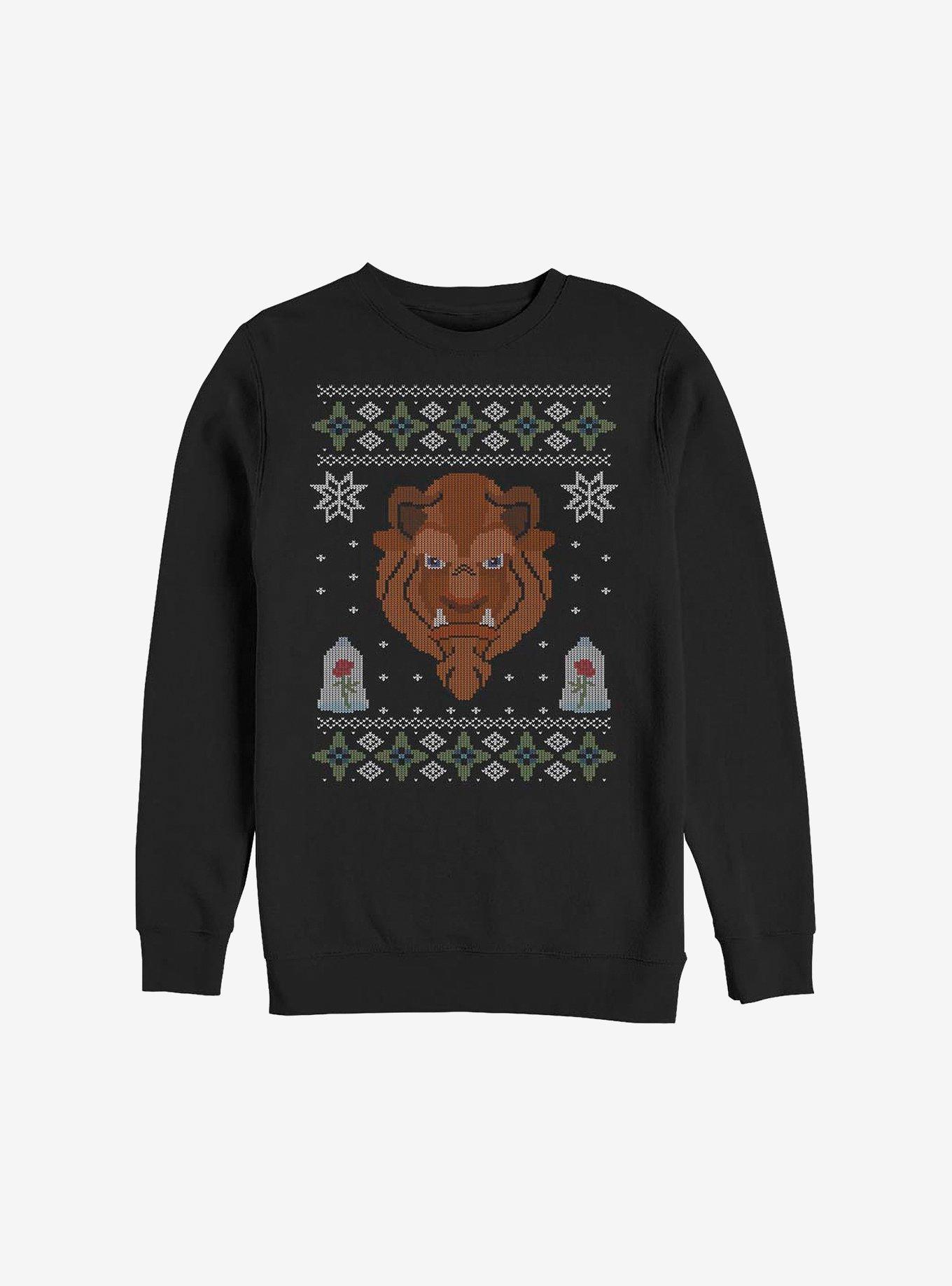 Disney Beauty And The Beast Beast Ugly Christmas Sweater Sweatshirt, BLACK, hi-res