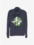 Ghostbusters Ghost Logo Green Slime Cowl Neck Long-Sleeve Girls Top, NAVY, hi-res