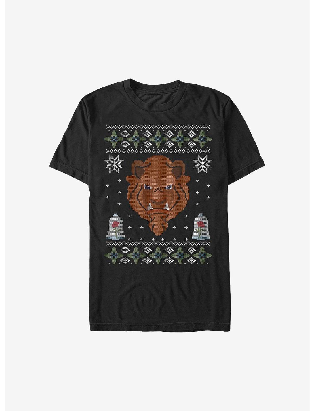 Disney Beauty And The Beast The Ugly Beast Ugly Christmas Sweater T-Shirt, BLACK, hi-res