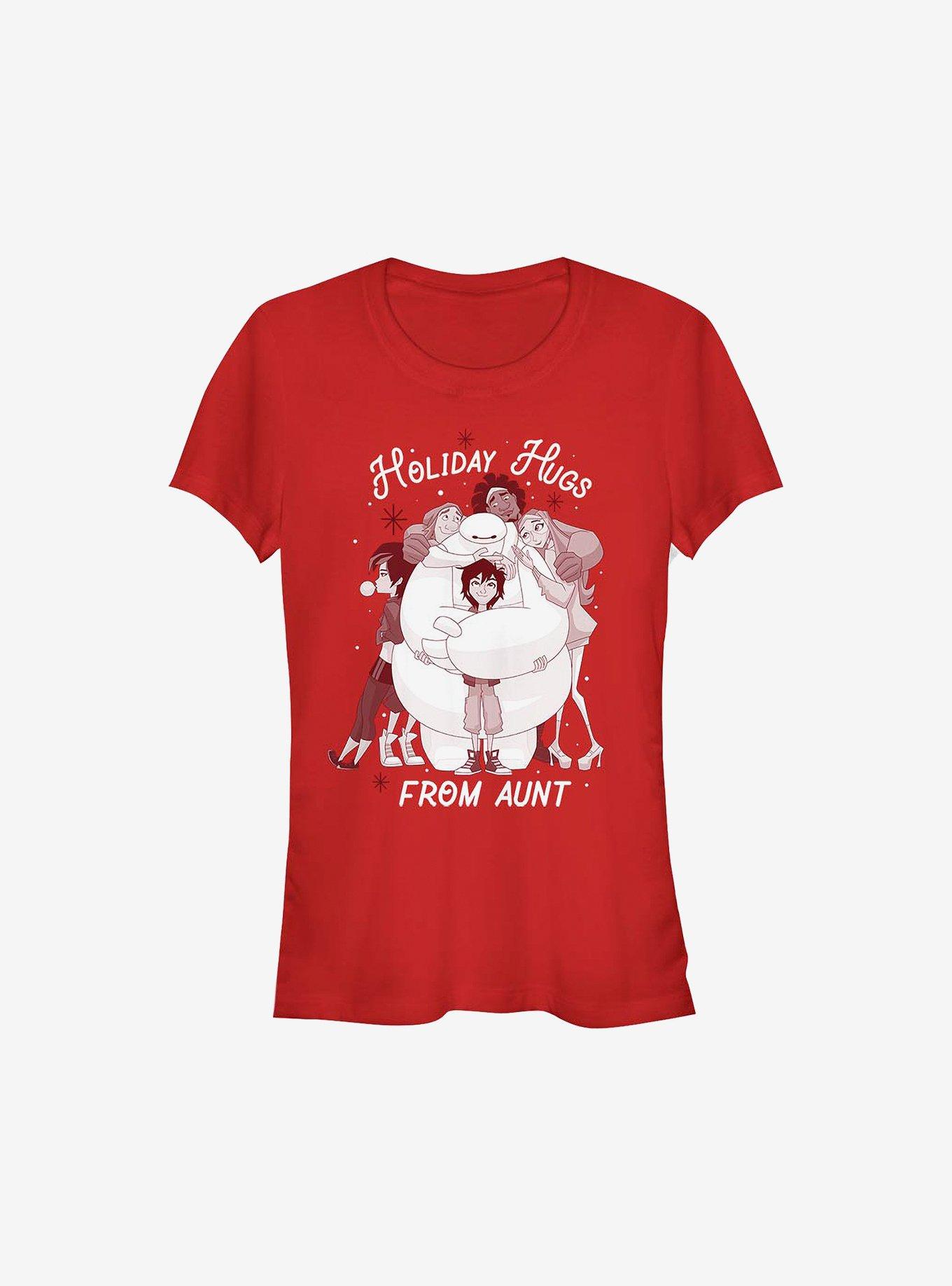 Big Hero 6 Holiday Hugs From Aunt Girls T-Shirt, RED, hi-res