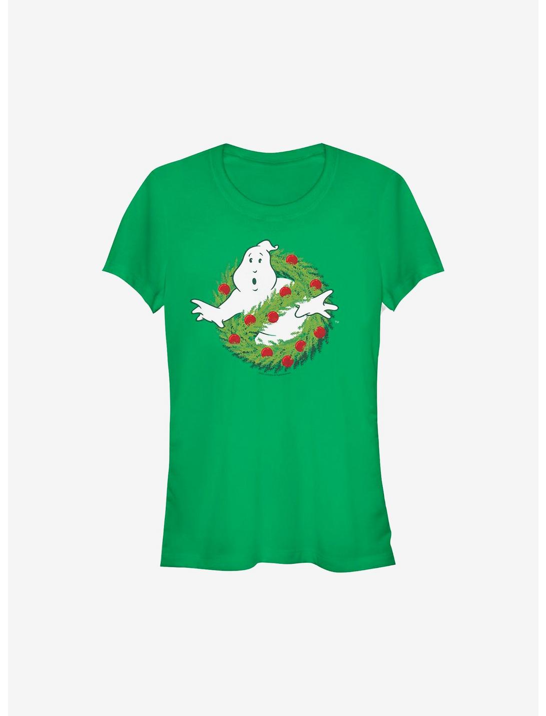 Ghostbusters Holiday Logo Wreath Girls T-Shirt, KELLY, hi-res