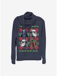 Star Wars Holiday Faces Cowl Neck Long-Sleeve Girls Top, NAVY, hi-res