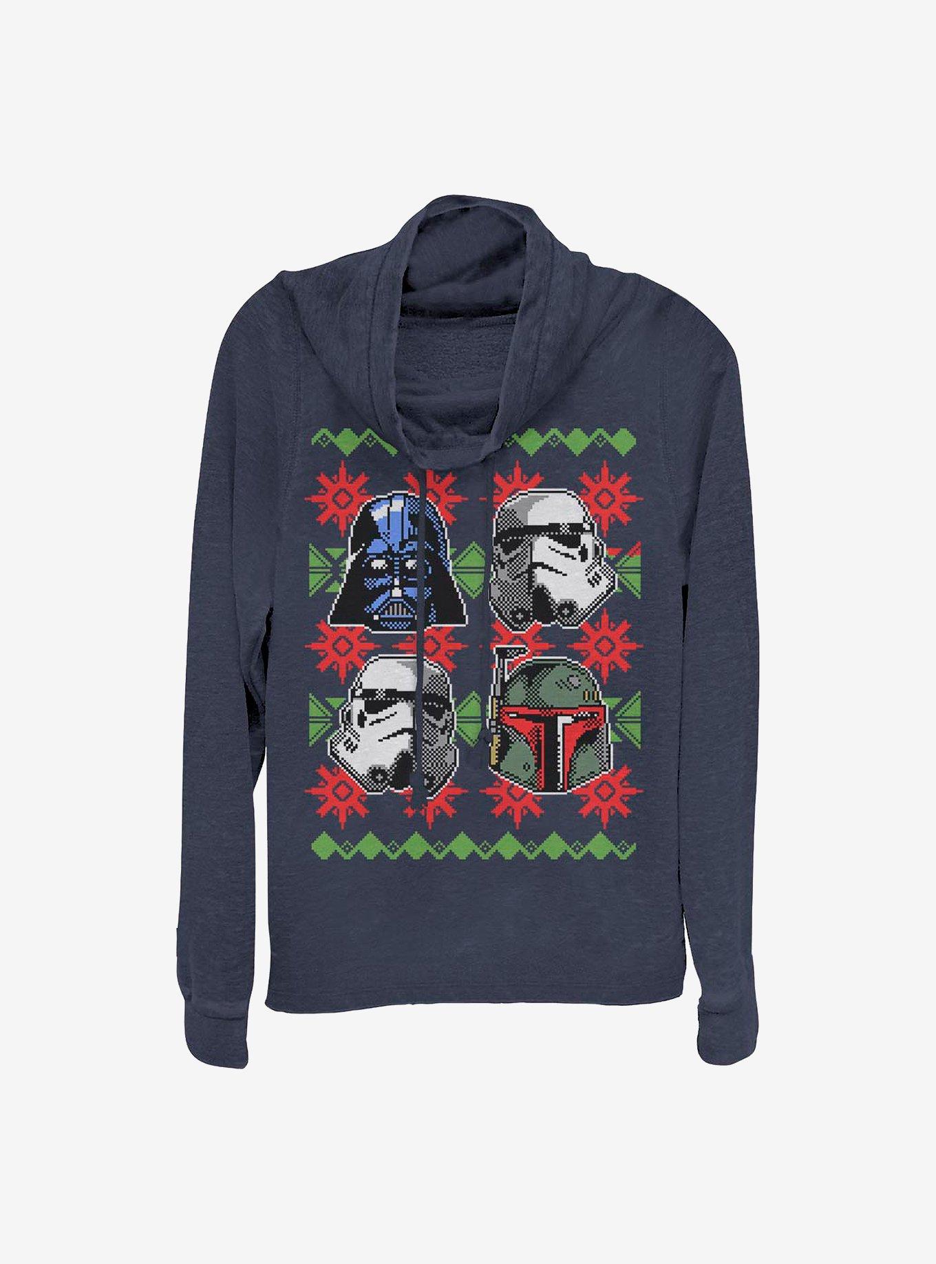 Star Wars Holiday Faces Cowl Neck Long-Sleeve Girls Top, , hi-res