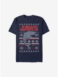 Plus Size Jaws Christmas Pattern Sweater T-Shirt, NAVY, hi-res