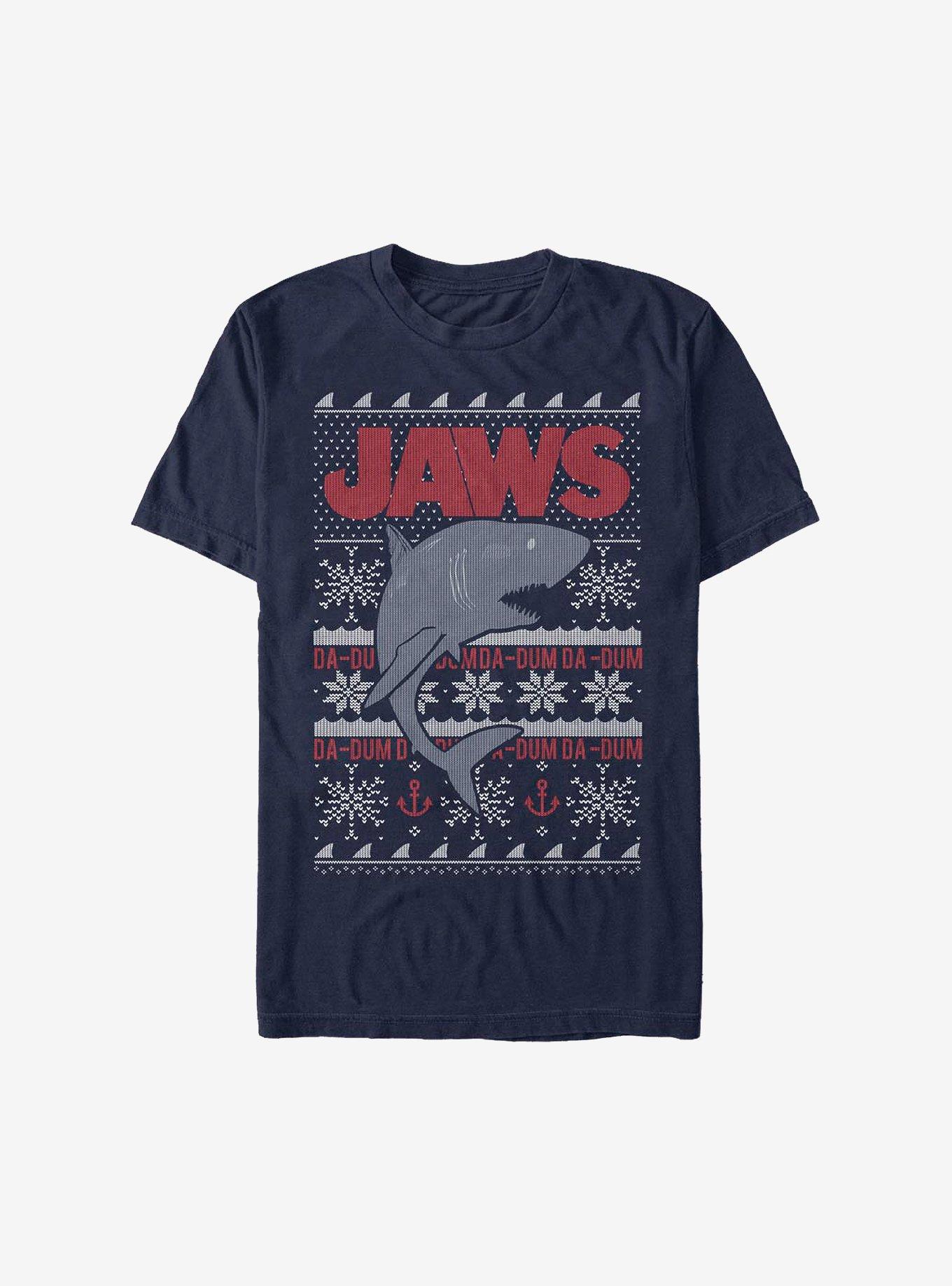 Jaws Christmas Pattern Sweater T-Shirt, NAVY, hi-res